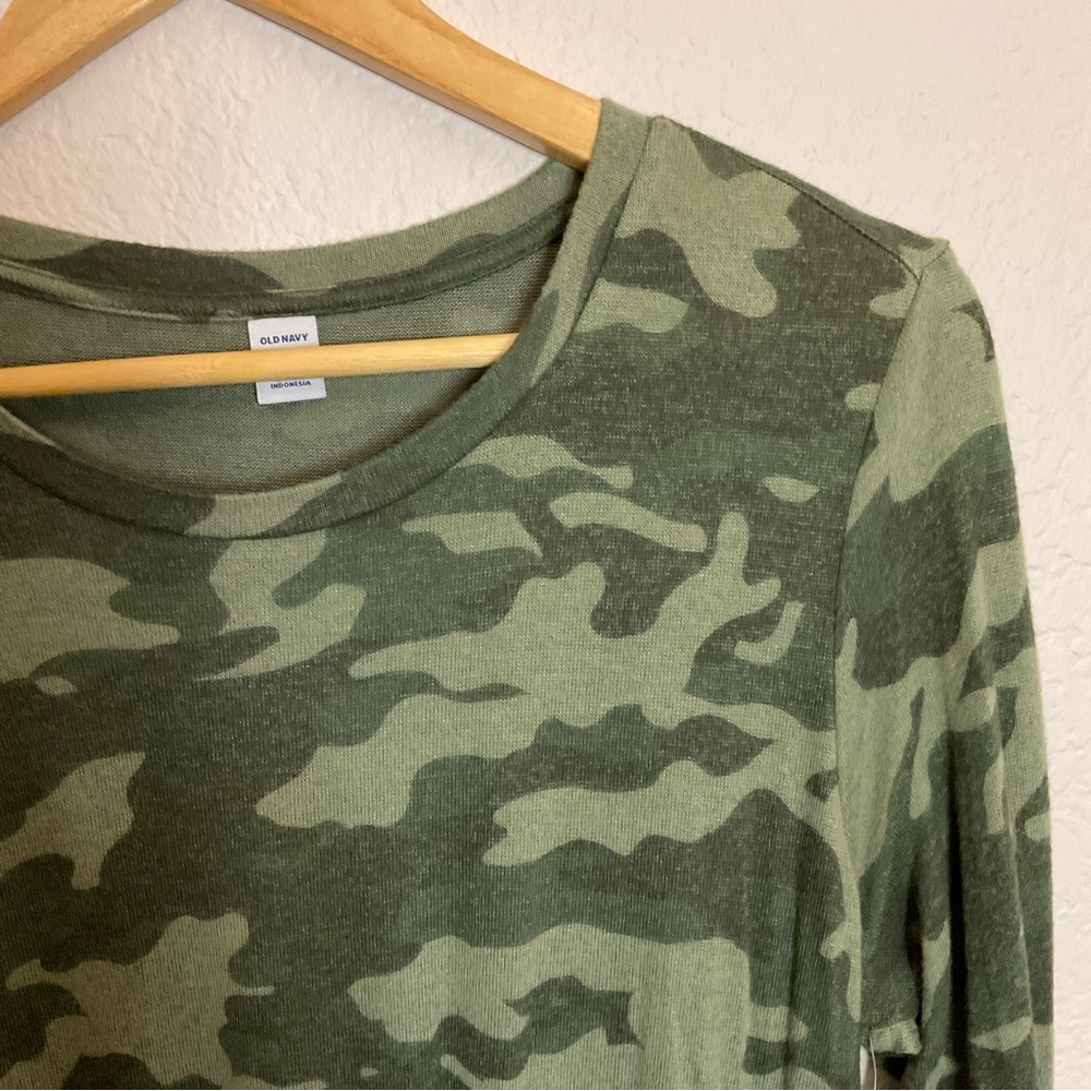 NWT Old Navy Camo Waist Defined Long Sleeve MIDI Dress